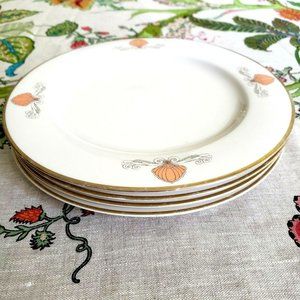 Viletta Palm Beach Fine China Dinner Plates Shell Pattern Set of 4